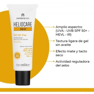 Protector Solar Heliocare 360 Gel Oil Free SPF 50 x 50 ml